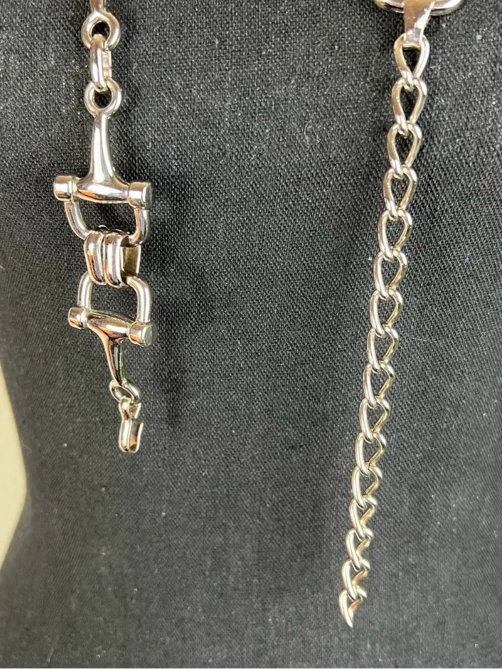 ESCADA Women’s Silver Tone Adjustable Equestrian Chain Link Horse Bit Belt